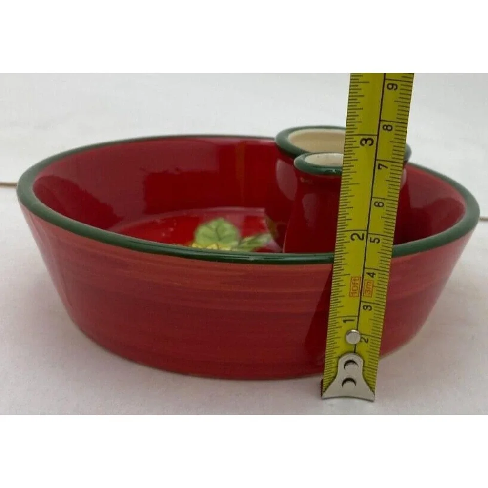 French Olive Dish‎ Red Sunflower BonCera Hand Crafted NEW